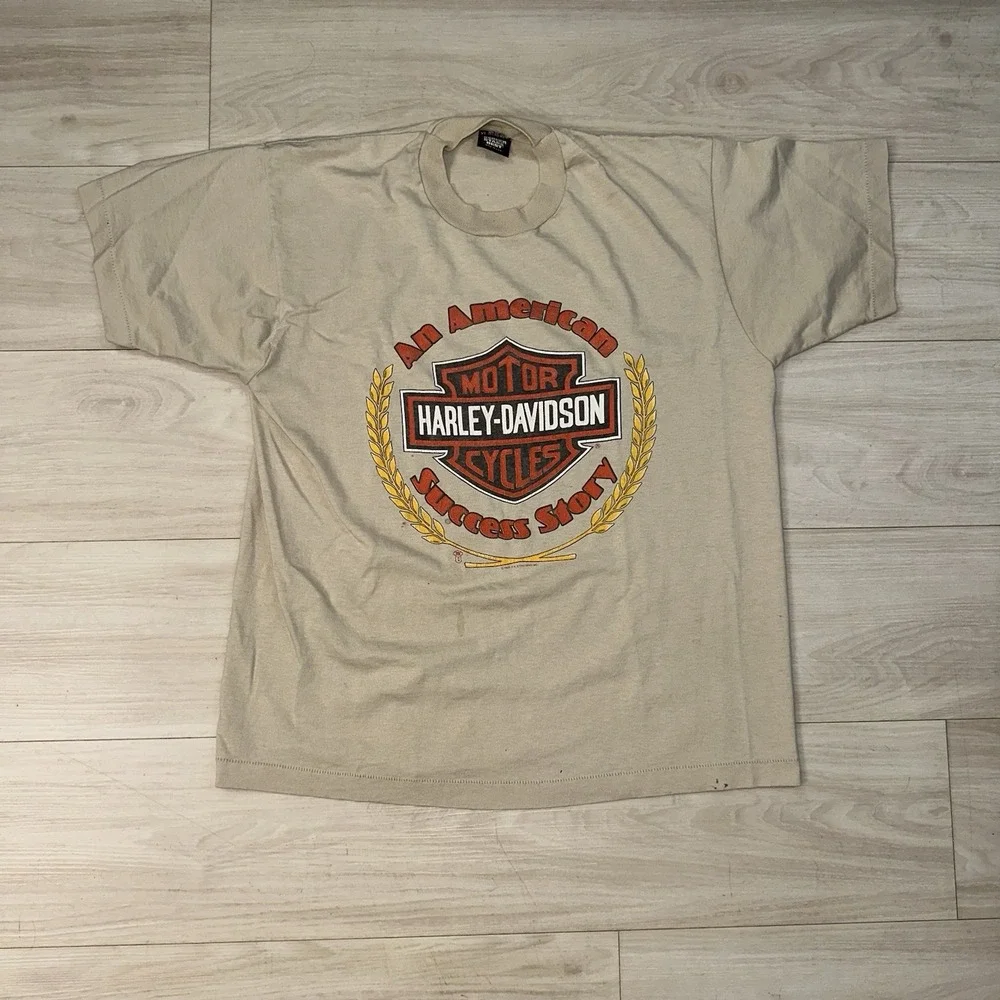 Vintage 80s Harley Davidson Shirt Size Large American Success Story Biker Eagle - Picture 2 of 8